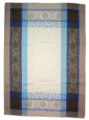 Set of 3 French Jacquard dish cloths (florentine. raw×blue) - Click Image to Close